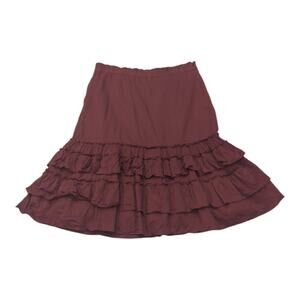 Women's Loft Burgundy Lined Tiered Skirt Sz 8